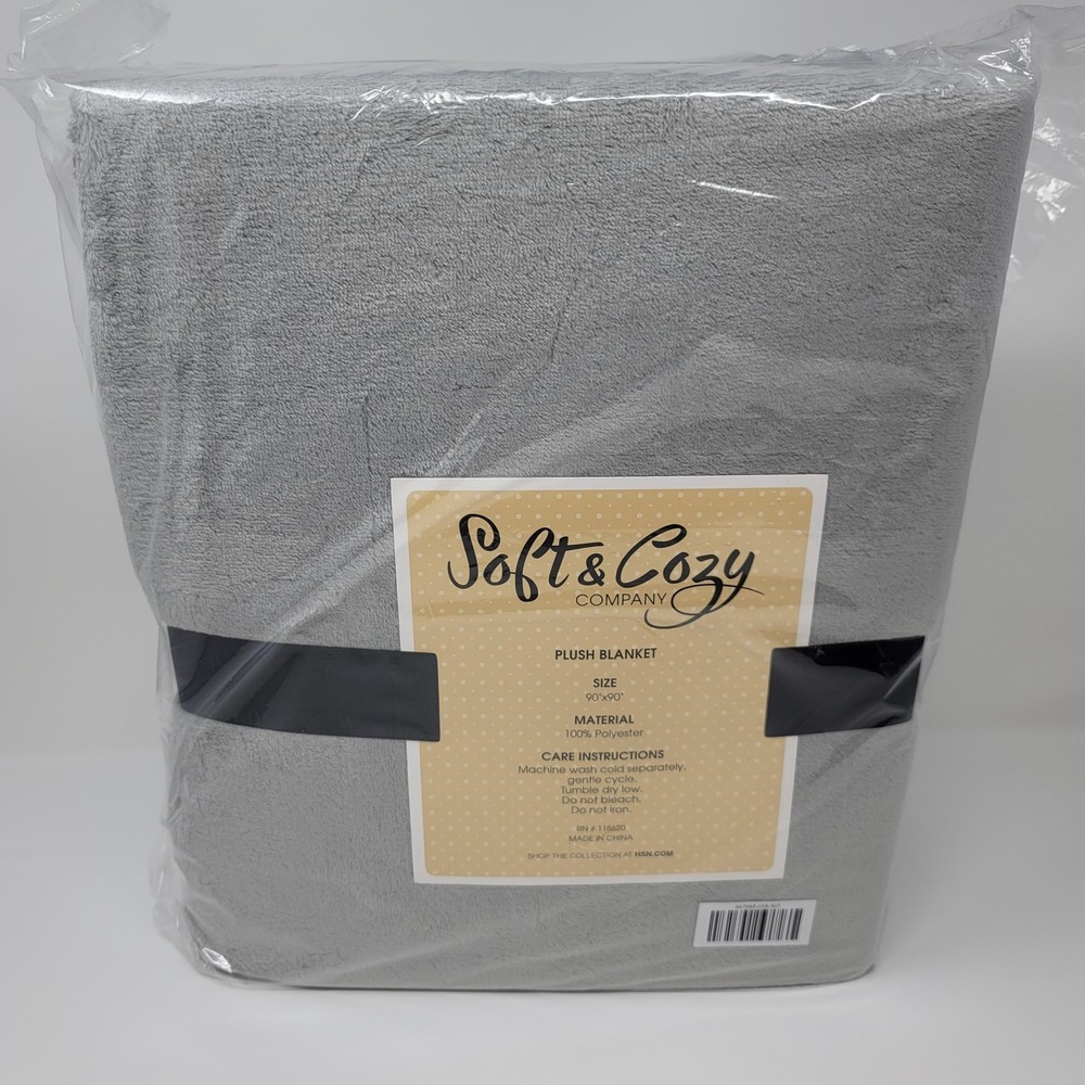 Soft & Cozy Company Lightweight Plush Blanket 90x90‎ Gray Grey Soft Cozy Bedding